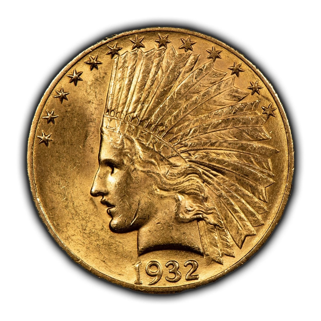 1932 G$10 INDIAN HEAD GOLD EAGLE: 1932 G$10 Indian Head Gold Eagle Brand/Mint: U.S. Mint Year: 1932 Fineness: 0.9 Composition: Gold Coin: US Pre-1933 Gold Bullion Denomination: $10 Country of Origin: United States