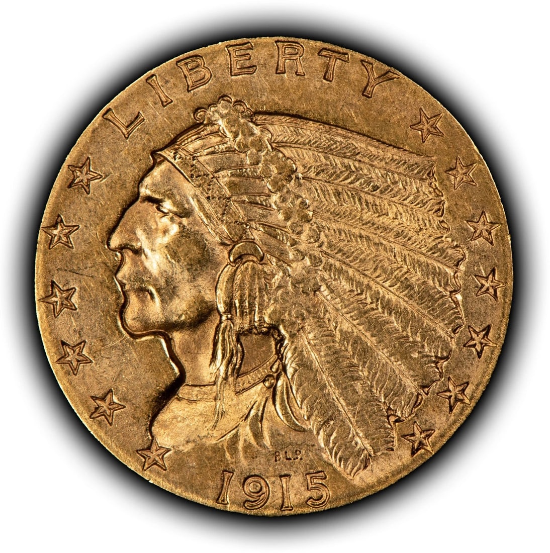 1915 G$2.50 INDIAN HEAD GOLD QUARTER EAGLE: 1915 G$2.50 Indian Head Gold Quarter Eagle Brand/Mint: U.S. Mint Year: 1915 Fineness: 0.9 Composition: Gold Coin: US Pre-1933 Gold Bullion Denomination: $2.50 Country of Origin: United St