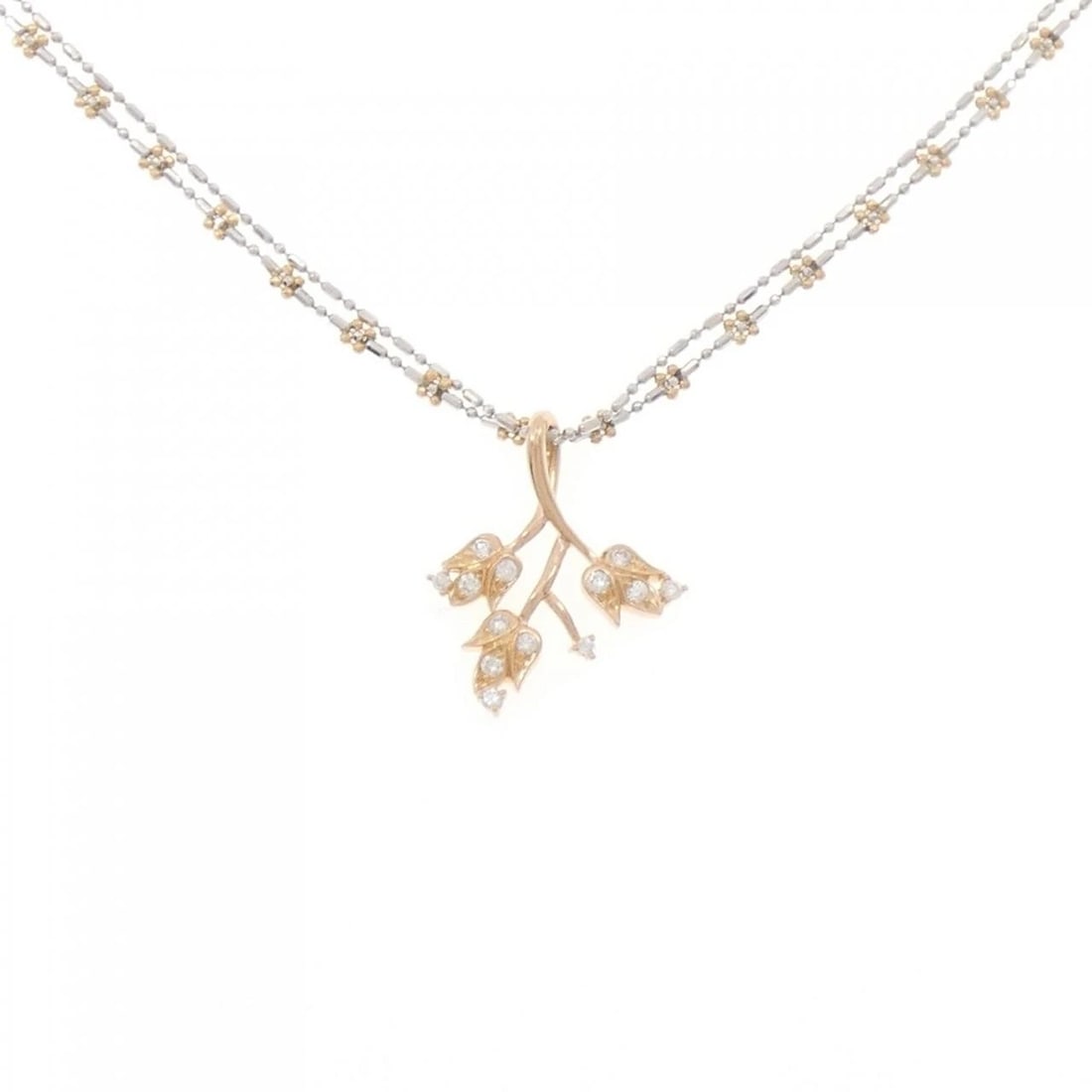750PG K18WG K18YG DIAMOND NECKLACE: 750PG K18WG K18YG Diamond Necklace Brand: Unbranded Type: Necklace Material: 750 Pink Gold K18 White Gold K18 Yellow Gold, Main Stone/Creation Natural Color: PG Size: 45cmActualSize Pendant