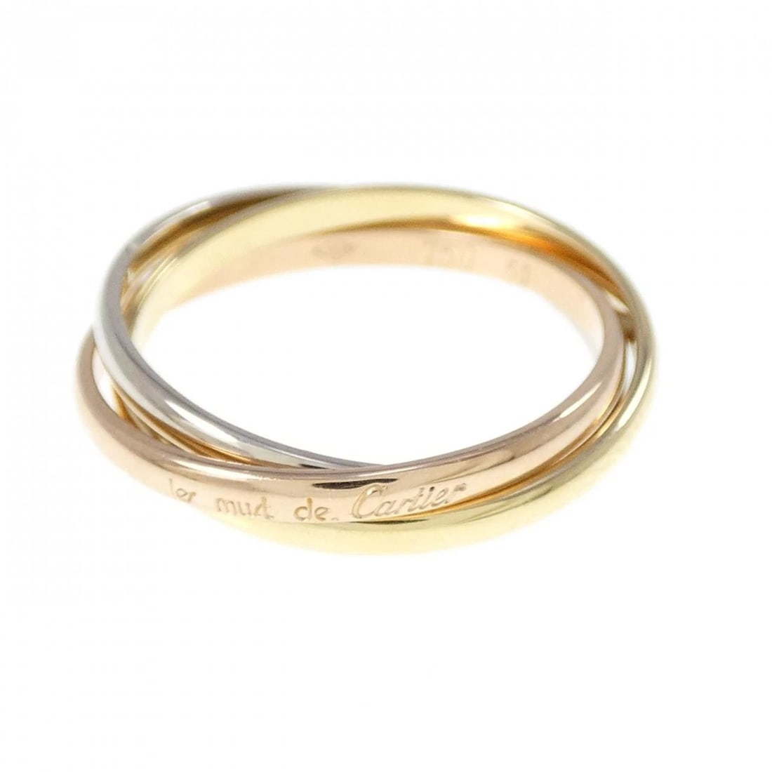 CARTIER TRINITY RING: Cartier Trinity Ring Brand: CARTIER Type: Ring Material: 750 Yellow Gold/750 White Gold/750 Pink Gold, Color: Yellow GoldWhite GoldPink Gold Size: US 6 Accessories: None Accessories Notice: