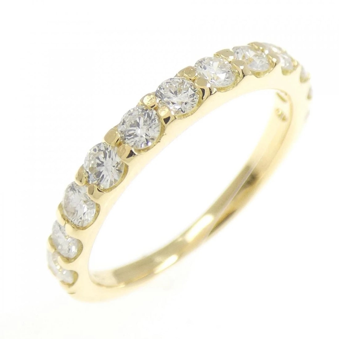 K18YG HALF ETERNITY DIAMOND RING: K18YG Half Eternity Diamond Ring Brand: Unbranded Type: Ring Material: K18 Yellow Gold, Main Stone/Creation natural Color: Yellow Gold Size: 4-4.5 US Accessories: None Accessories Notice: