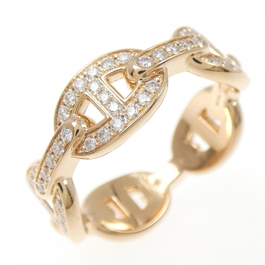 HERMES CHAINE D'ANCRE ENCHAINE RING: Hermes Chaine d'Ancre Enchaine Ring Brand: HERMES Type: Ring Material: 18K, Main Stone/Creation Natural Color: Gold Size: US 8 Accessories: None Accessories Notice: When purchasing pre-owned