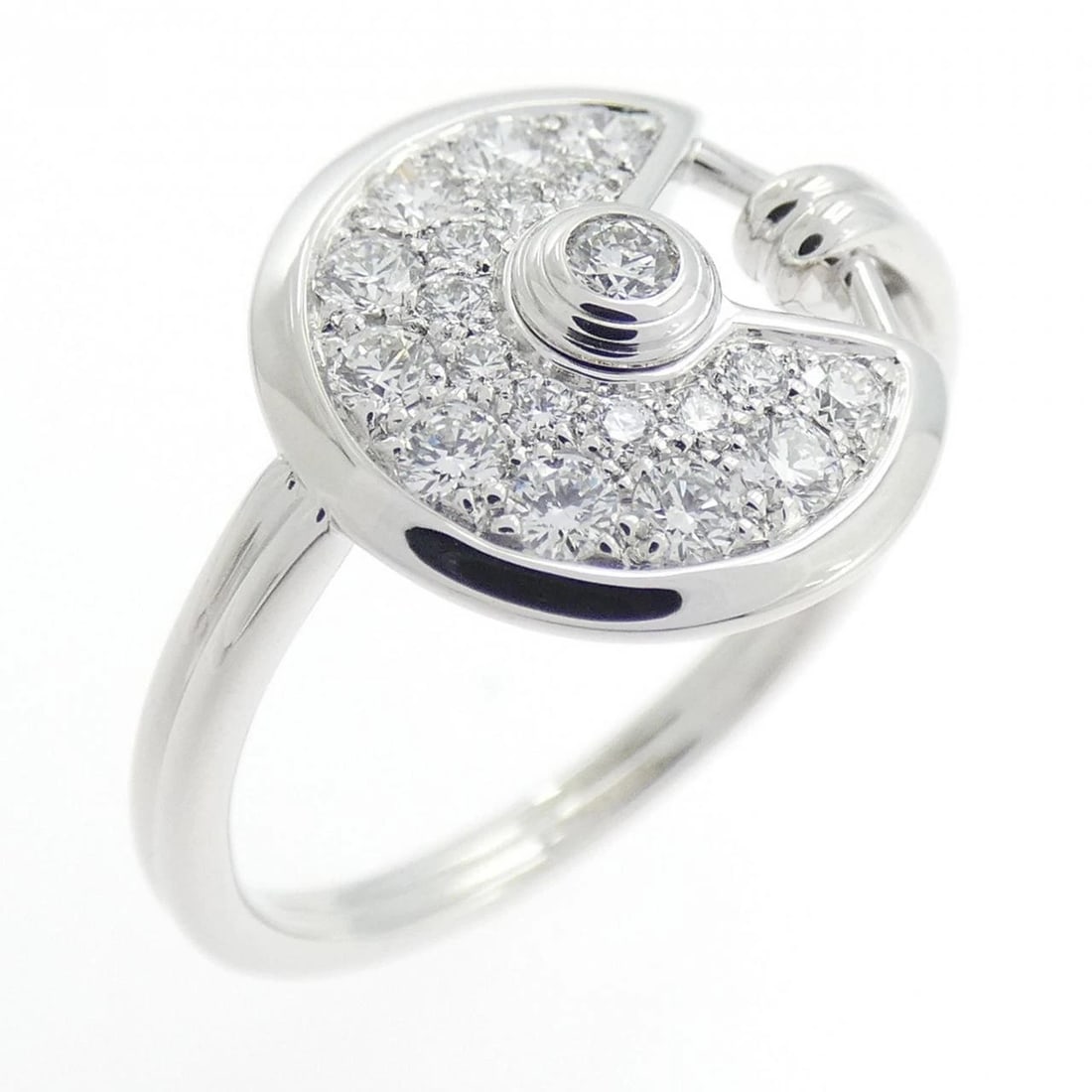 CARTIER AMULET EXTRA SMALL RING: Cartier Amulet Extra Small Ring Brand: CARTIER Type: Ring Material: 18K, Main Stone/Creation Natural Color: Gold Size: US 5 Accessories: None Accessories Notice: When purchasing pre-owned