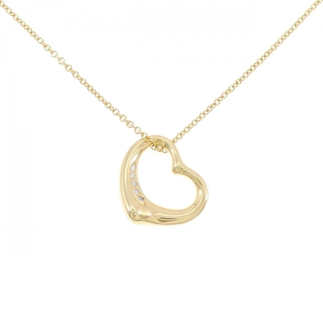 TIFFANY&CO. OPEN HEART NECKLACE: TIFFANY&Co. Open Heart Necklace Brand: TIFFANY&Co. Type: Necklace Material: 750 yellow gold, Main Stone/Creation Natural Color: yellow gold Size: 42cmActual Size Pendant length approx. x width