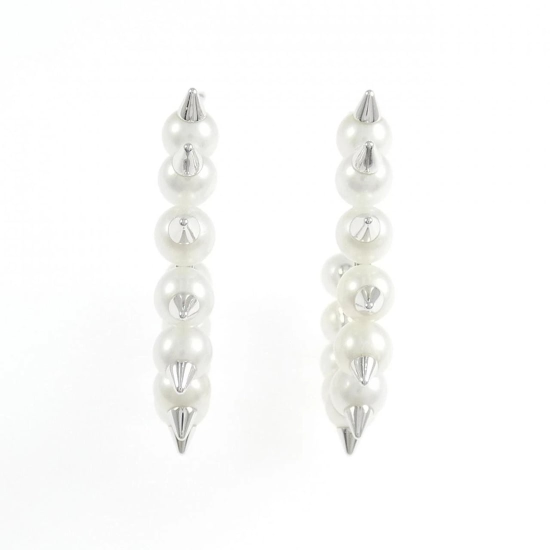 TASAKI DANGER TRIBE EARRINGS: TASAKI Danger Tribe Earrings Brand: TASAKI Type: Earrings Material: 750 White Gold, Main Stone/Creation Freshwater Pearl Color: White Gold Size: ActualSize HxW: 28.9mmx4.2mm Accessories: None