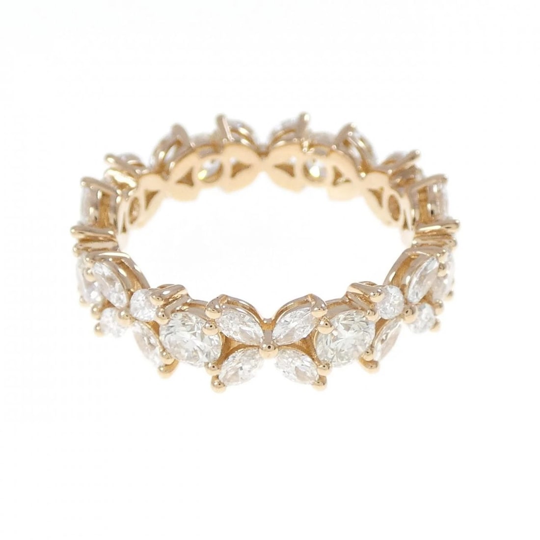 TIFFANY VICTORIA ALTERNATING RING: Tiffany Victoria Alternating Ring Brand: Tiffany Type: Ring Material: 750 Pink Gold, Main Stone/Creation Natural Color: Pink Gold Size: 7-7.5 US Accessories: None Accessories Notice: When