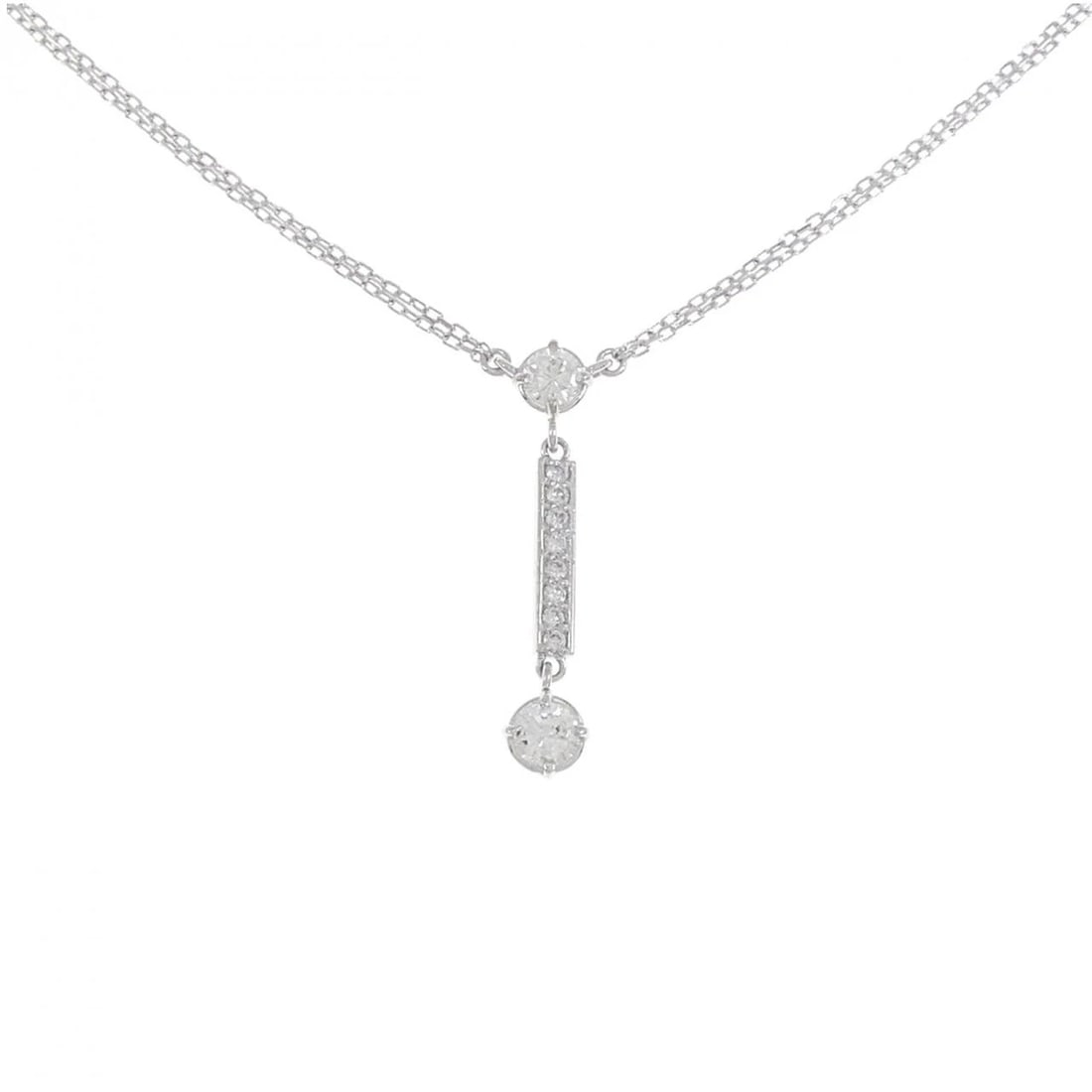 PT850 DIAMOND NECKLACE: PT850 Diamond Necklace Brand: Unbranded Type: Necklace Material: Platinum 850, Main Stone/Creation Natural Color: Silver Size: 41cmActualSize Pendant top H x W: 29.1mmx5.6mm Chain Max. W: 0.9mm A
