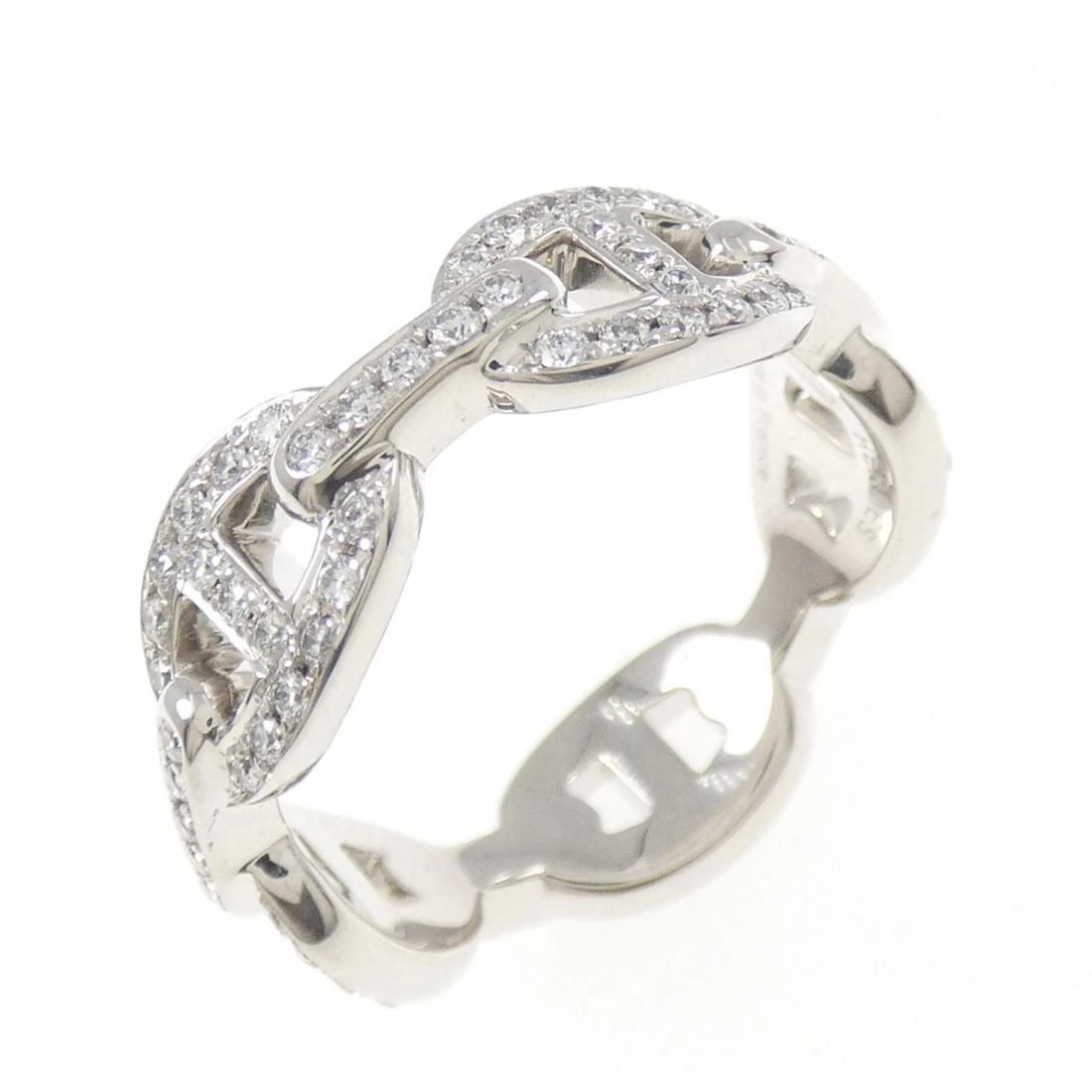 HERMES CHAINE D'ANCRE ENCHAINE RING: Hermes Chaine d'Ancre Enchaine Ring Brand: HERMES Type: Ring Material: 750 white gold, Color: White Gold Size: US 6.25 Accessories: None Accessories Notice: When purchasing pre-owned goods