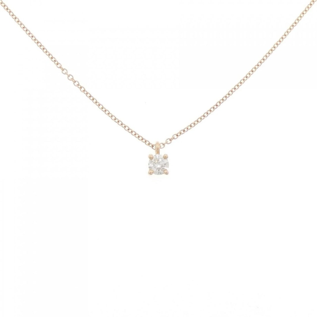 TIFFANY & CO. SOLITAIRE NECKLACE: Tiffany & Co. solitaire Necklace Brand: Tiffany Type: Necklace Material: 750 Pink Gold, Main Stone/Creation Natural Color: Pink Gold Size: 41cmPendant top H x W: 6.4mmx3.8mm Chain Max. W: