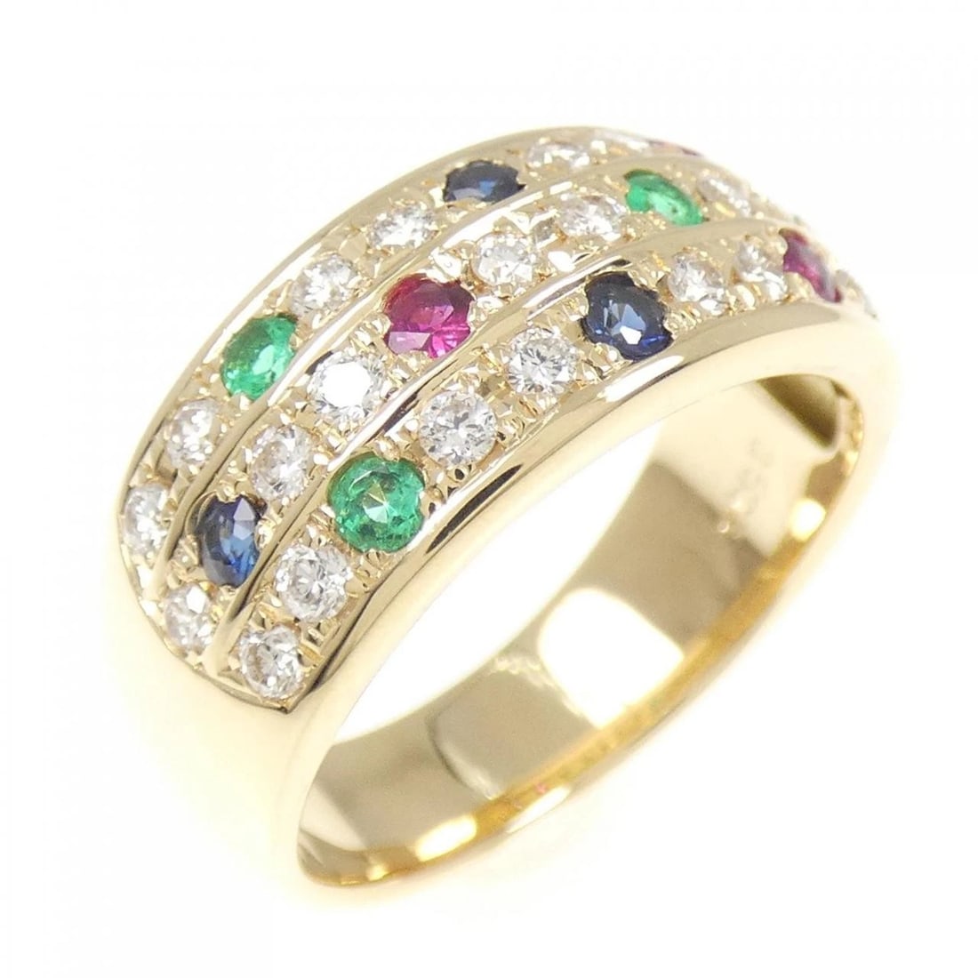 K18YG COLOR STONE RING: K18YG Color Stone Ring Brand: Unbranded Type: Ring Material: K18 Yellow Gold, Color: YG Size: 8 US Accessories: None Accessories Notice: When purchasing pre-owned goods, please refer to the