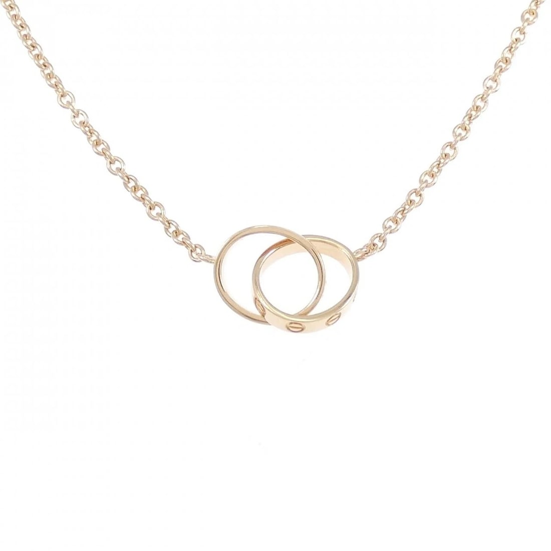 CARTIER BABY LOVE NECKLACE: Cartier Baby Love Necklace Brand: Cartier Type: Necklace Material: 750 Pink Gold, Color: Pink Gold Size: ActualSize Motif Max. W: 9.6mm Chain Max. W: 1.8mm Size44cm Accessories: None