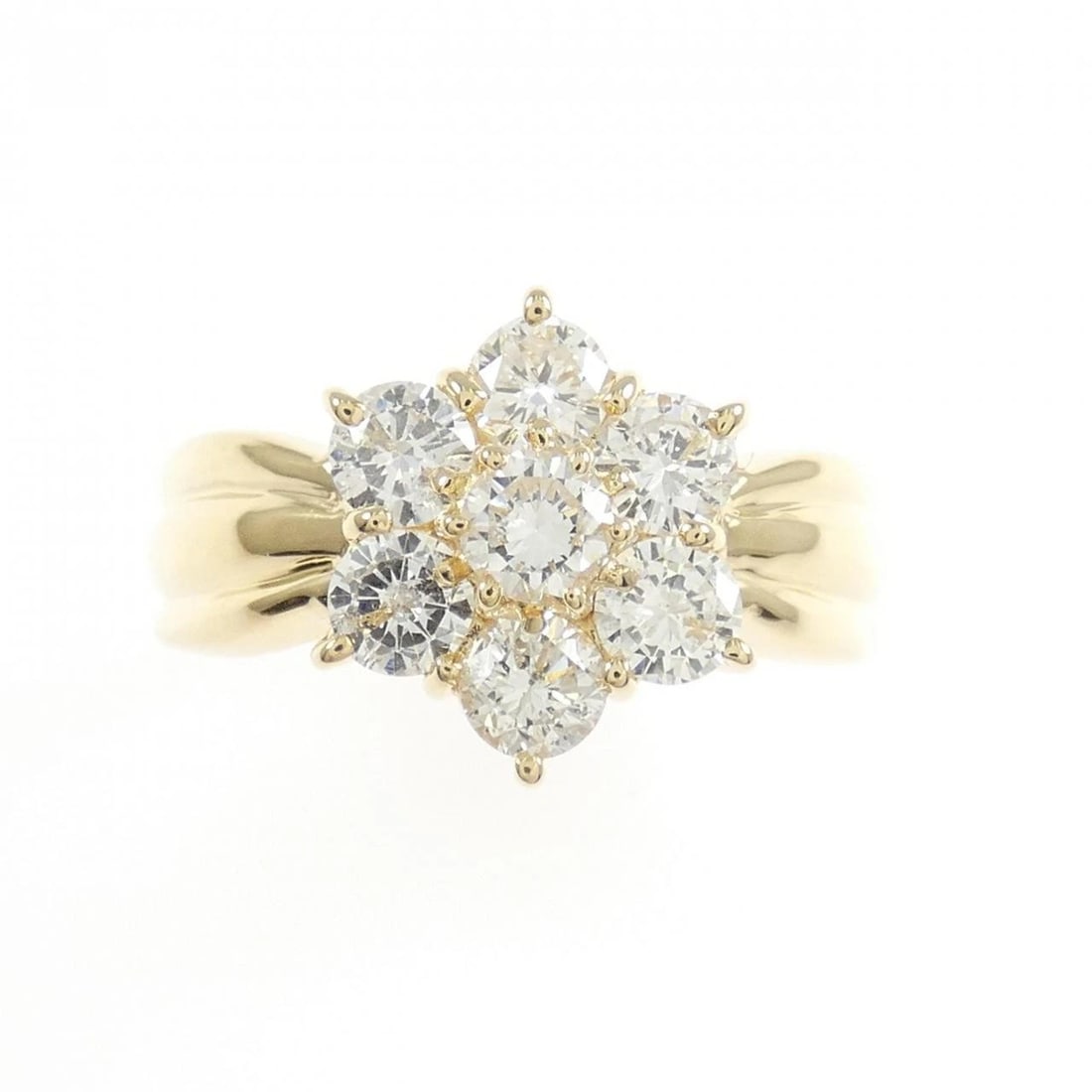 K18YG FLOWER DIAMOND RING - 2