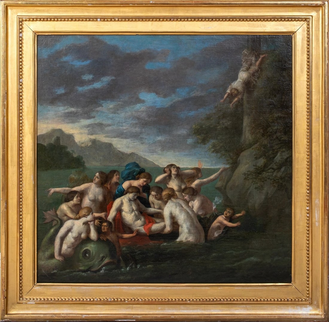 DUTCH DEATH OF HERO & LEANDER OIL PAINTING (1 of 10)