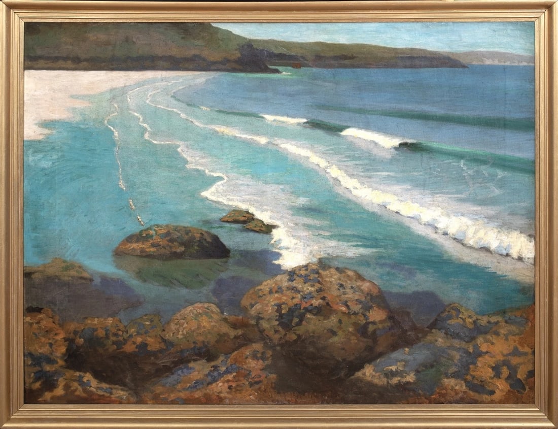 VIEW OF WHITESAND BAY, CORNWALL OIL PAINTING (1 of 10)