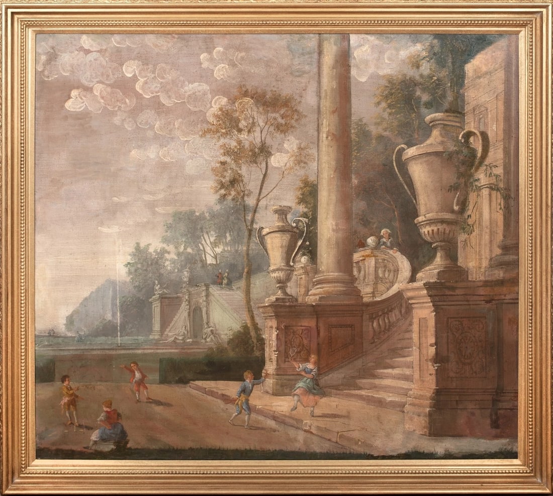 CAPRICCIO OF CHILDREN PLAYING OUTSIDE A TEMPLE OIL PAINTING (1 of 10)