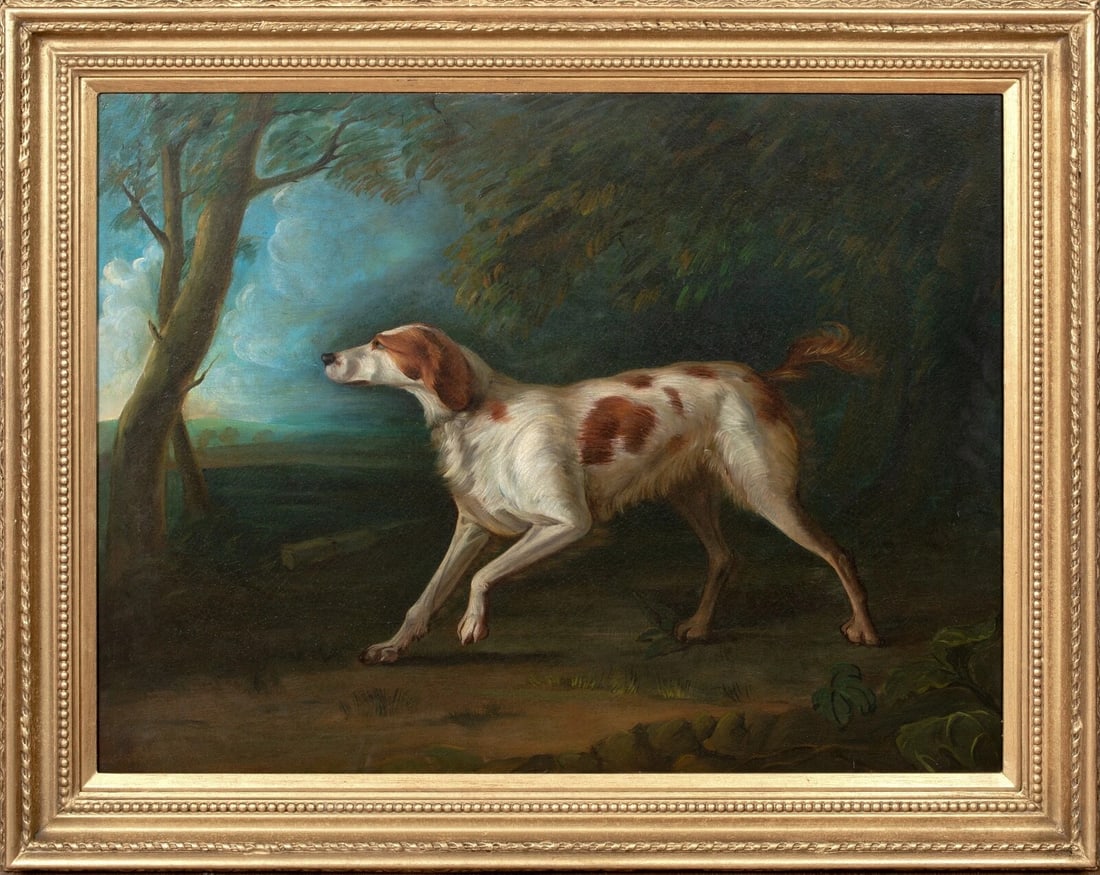 PORTRAIT OF A BROWN & WHITE SETTER OIL PAINTING (1 of 10)