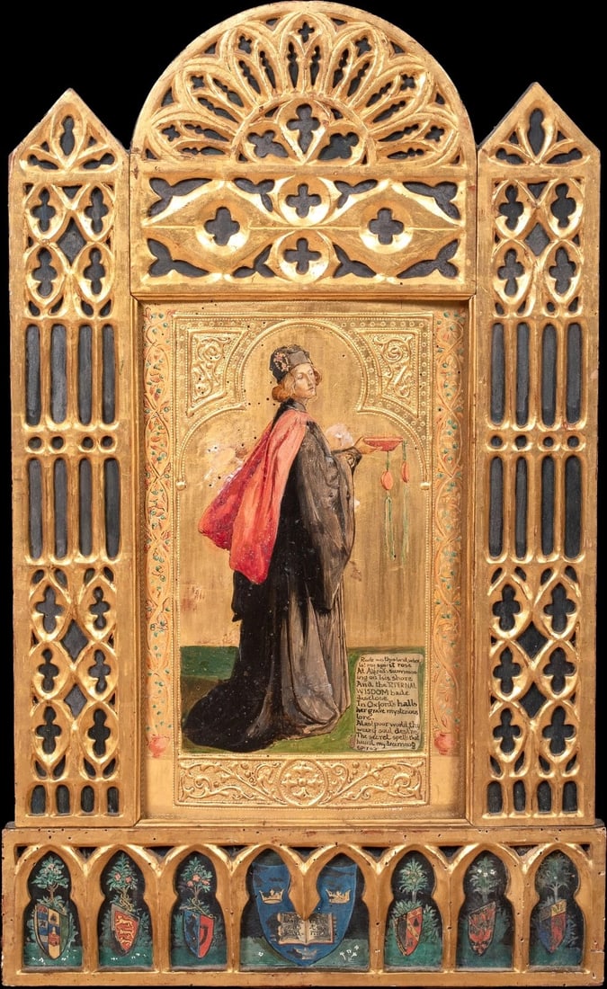 ALTAR PIECE OF THE FOUNDING OF OXFORD UNIVERSITY BY ALFRED THE GREAT OIL PAINTING (1 of 10)