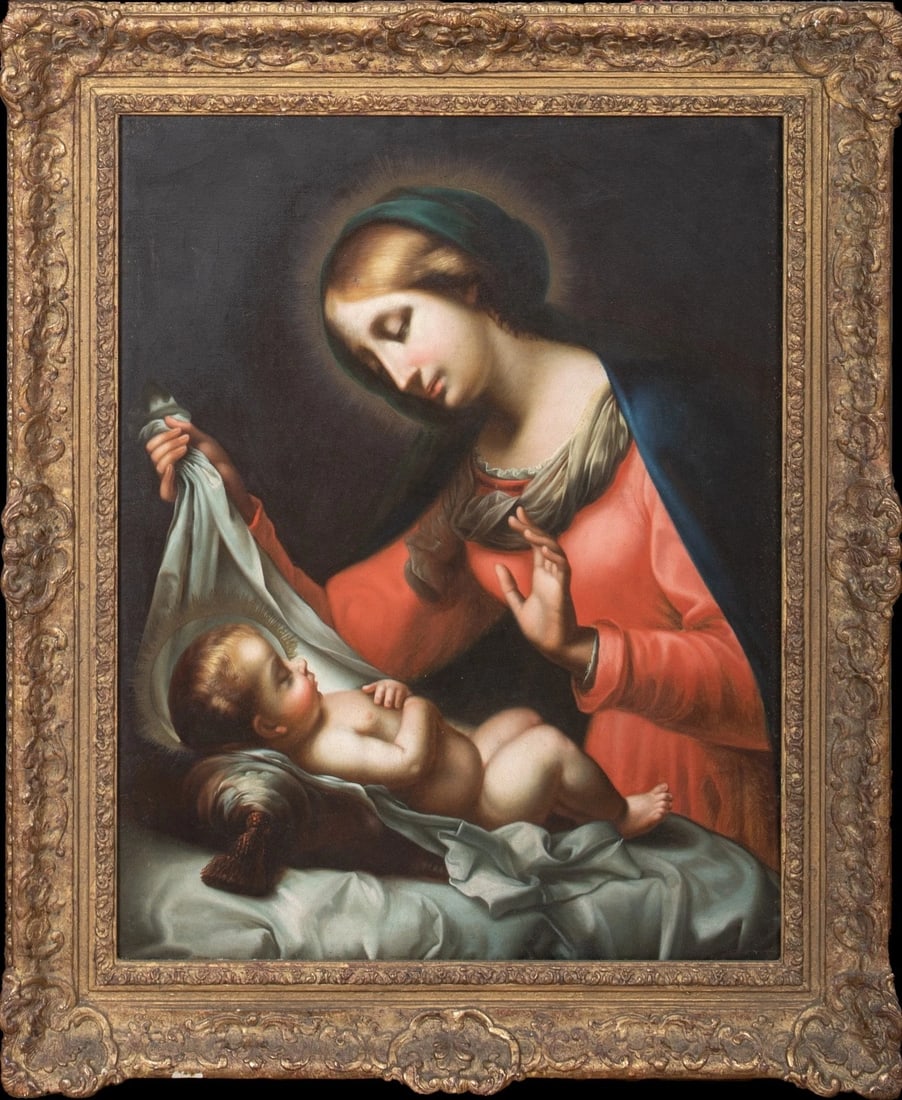 MADONNA & SLEEPING INFANT CHRIST OIL PAINTING (1 of 10)