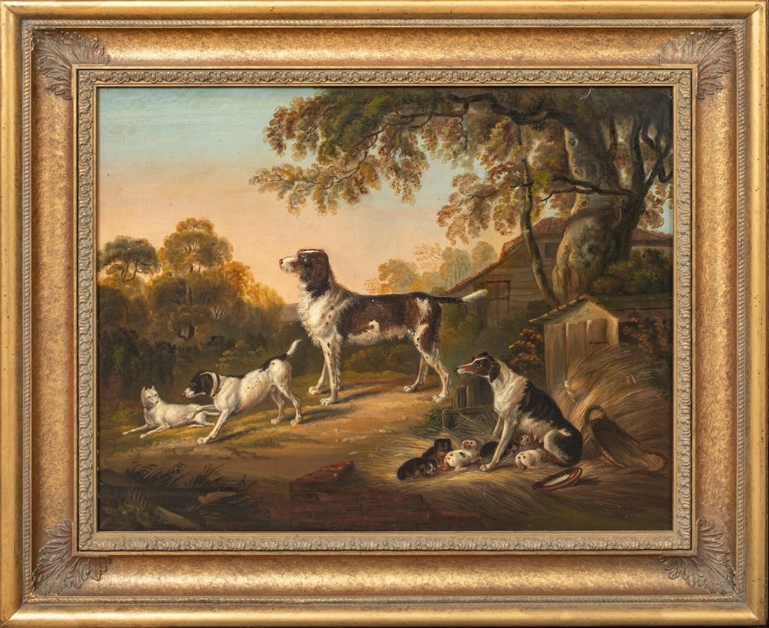 THE DOG YARD OIL PAINTING ATTRIBUTED TO SAMUEL RAVEN (1 of 10)