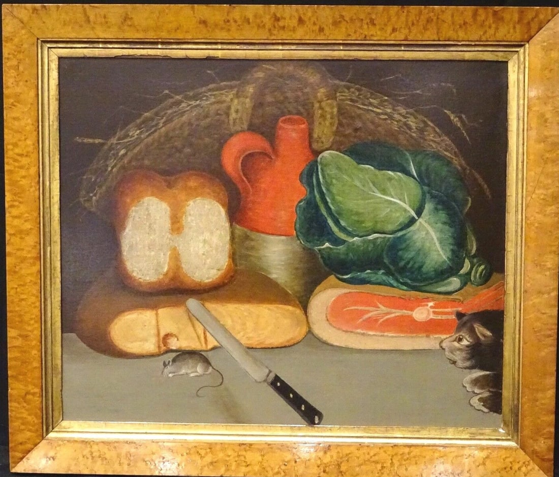 STILL LIFE OF FOOD IN A KITCHEN OIL PAINTING (1 of 8)