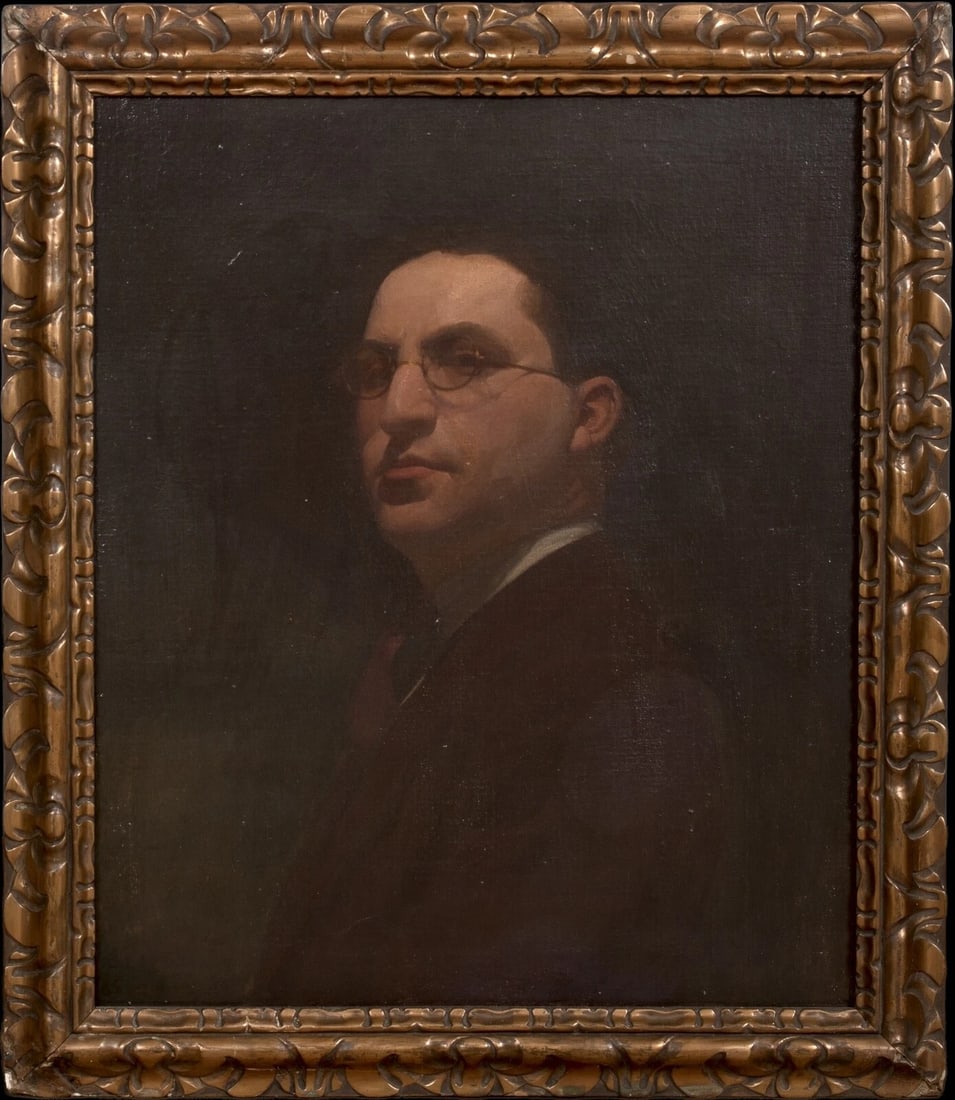 PORTRAIT OF FILM PRODUCER DAVID O. SELZNICK OIL PAINTING: Year: 20th century Size: 28" x 24" Medium: Oil Description: David O. Selznick's large oil on canvas portrait from the American School, 1940. A superb side portrait of the well-known screenwriter and p