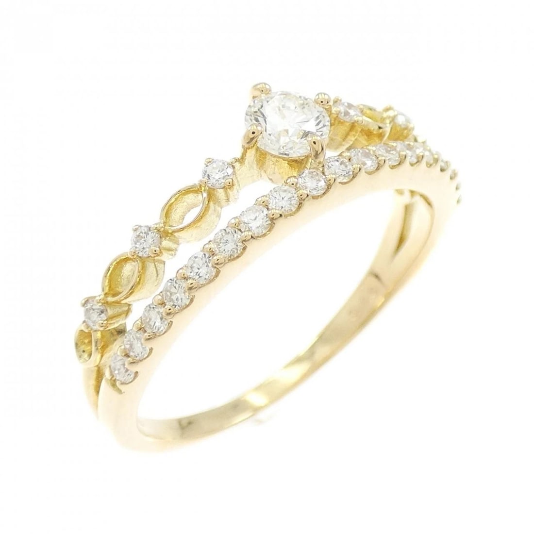 K18YG DIAMOND RING: K18YG Diamond Ring Brand: Unbranded Type: Ring Material: K18 Yellow Gold, Main Stone/Creation Natural Color: yellow gold Size: 6.5-7US Accessories: None Accessories Notice: When purchasing