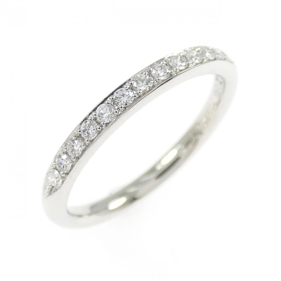 PT950 HALF ETERNITY DIAMOND RING: PT950 Half Eternity Diamond Ring Brand: Unbranded Type: Ring Material: Platinum 950, Main Stone/Creation Natural Color: Platinum Size: 4.5-5US Accessories: None Accessories Notice: When pu