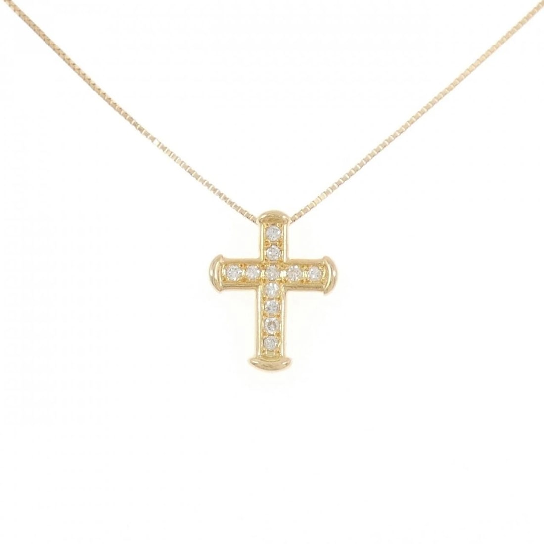 K18YG CROSS DIAMOND NECKLACE: K18YG Cross Diamond Necklace Brand: Unbranded Type: Necklace Material: K18 Yellow Gold, Main Stone/Creation Natural Color: yellow gold Size: 45cm ActualSizePendant top H x W: 16.0mmx12.6mm