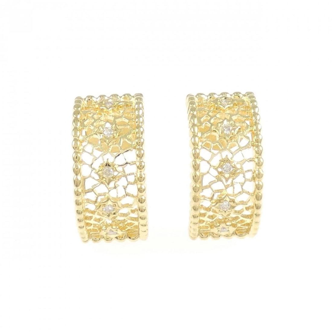 K18YG DIAMOND EARRINGS: K18YG Diamond Earrings Brand: Unbranded Type: Earrings Material: K18 Yellow Gold, Main Stone/Creation Natural Color: yellow gold Size: HxW: 18.2mmx8.5mm Accessories: None Accessories Notice: