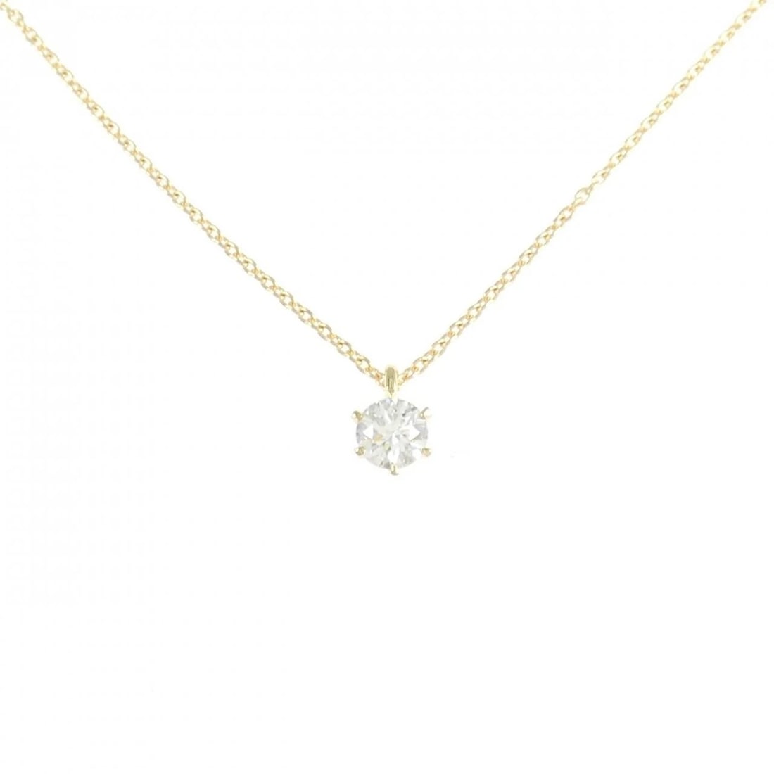 K18YG DIAMOND NECKLACE: K18YG Diamond Necklace Brand: Unbranded Type: Necklace Material: K18 Yellow Gold, Main Stone/Creation Natural Color: yellow gold Size: 45cm ActualSizePendant top H x W: 6.5mmx4.2mm Chain Max.