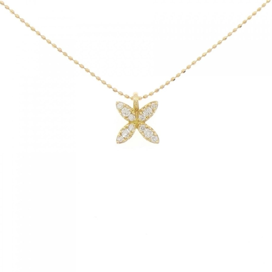 K18YG DIAMOND NECKLACE: K18YG Diamond Necklace Brand: Unbranded Type: Necklace Material: K18 Yellow Gold, Main Stone/Creation Natural Color: yellow gold Size: 40cm ActualSizePendant top H x W: 9.2mmx7.7mm Chain Max.