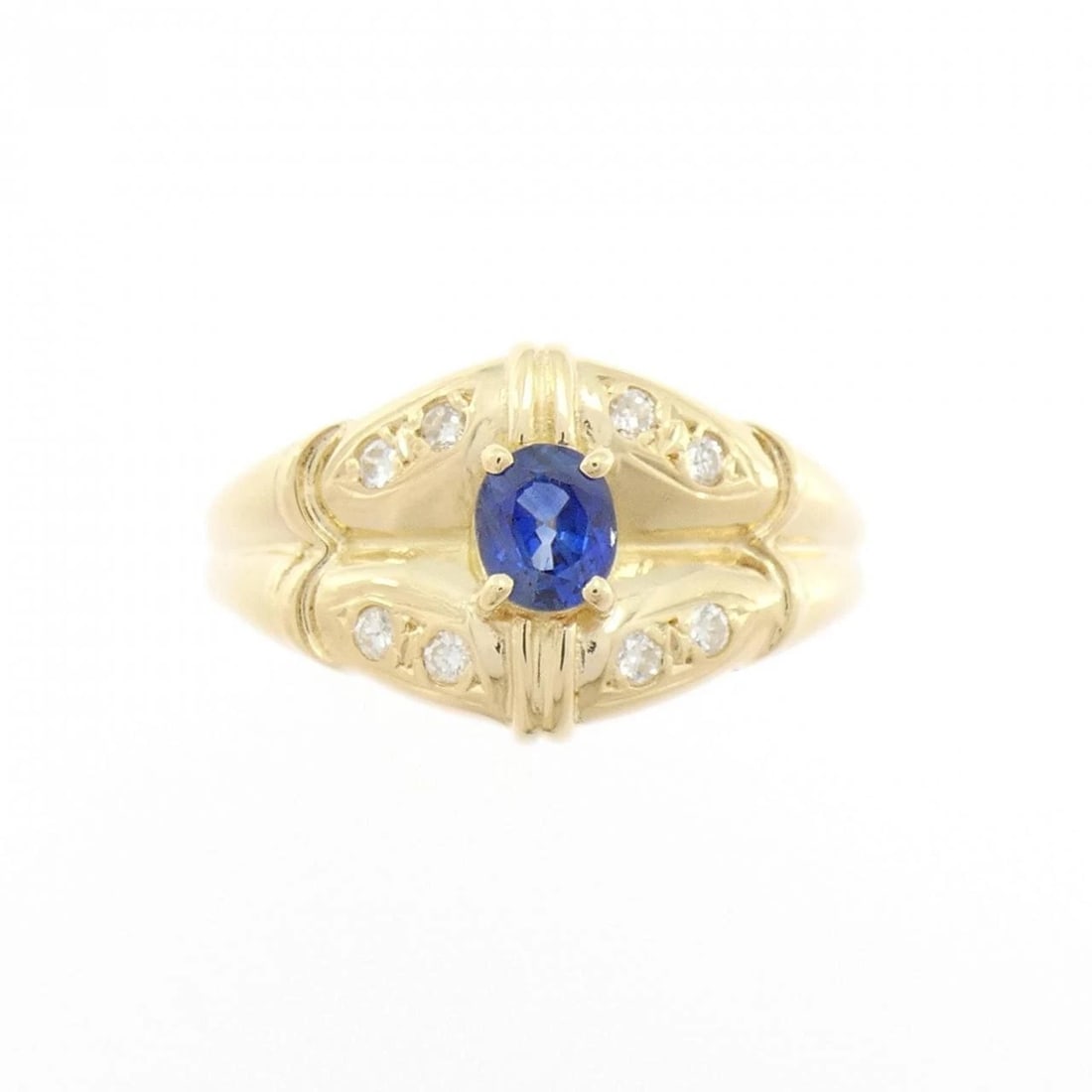 K18YG SAPPHIRE RING: K18YG Sapphire Ring Brand: Unbranded Type: Ring Material: K18 Yellow Gold, Main Stone/Creation sapphire Color: yellow gold Size: 6.5-7US Accessories: None Accessories Notice: When purchasi
