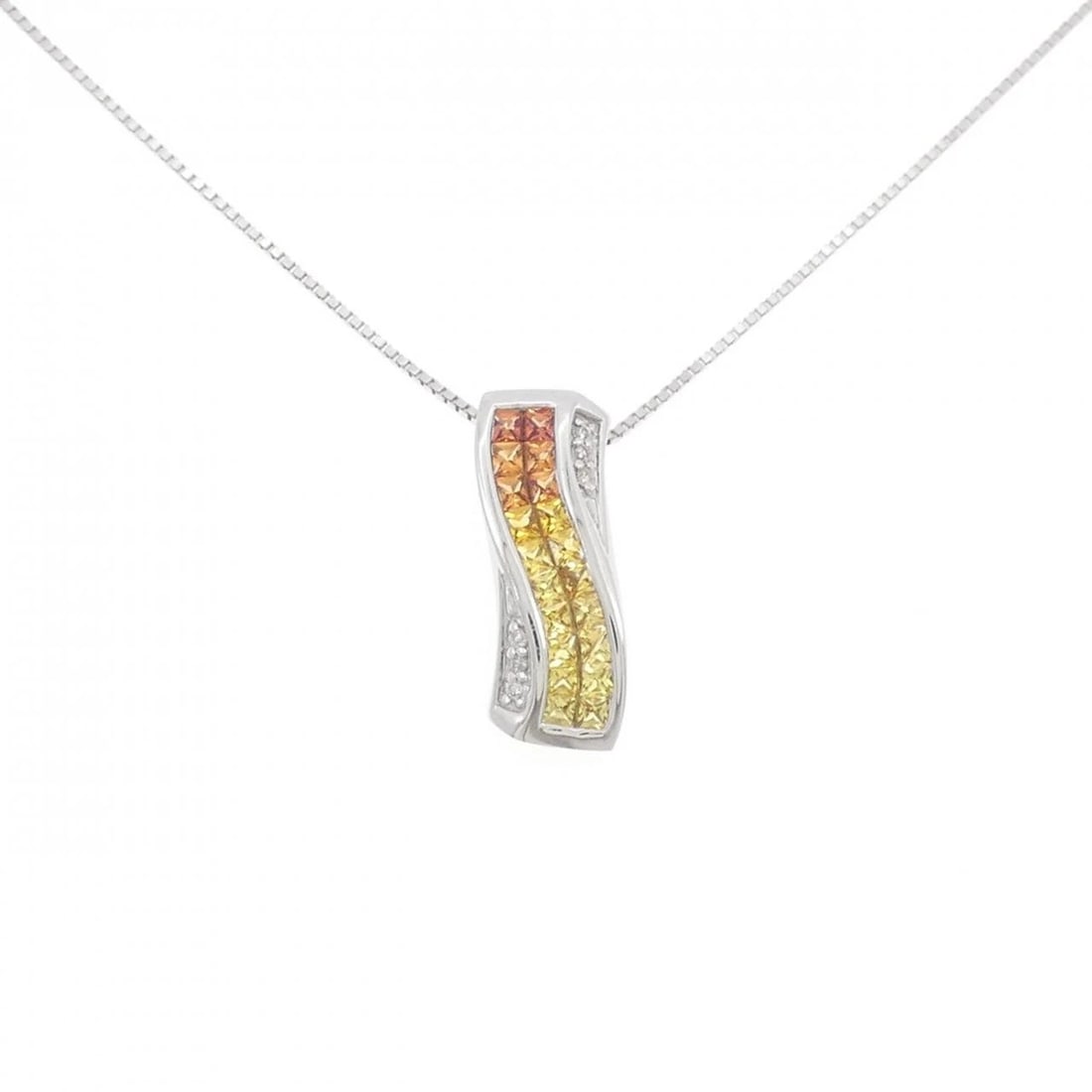 K18WG SAPPHIRE NECKLACE: K18WG Sapphire Necklace Brand: Unbranded Type: Necklace Material: K18 White Gold, Main Stone/Creation sapphire Color: white gold Size: 45cm ActualSizePendant top H x W: 18.2mmx7.1mm Chain Max.