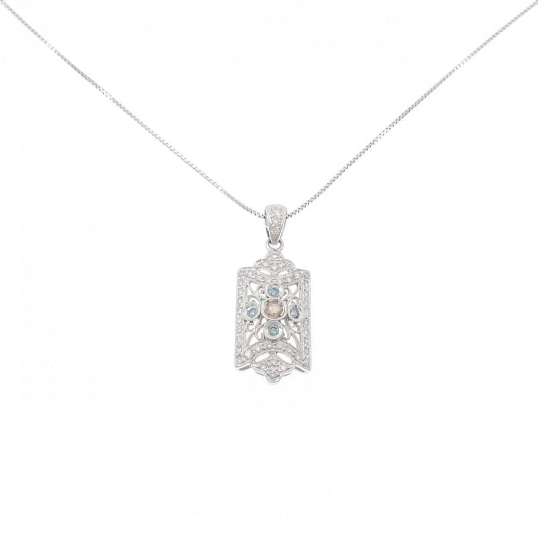 K18WG DIAMOND NECKLACE: K18WG Diamond Necklace Brand: Unbranded Type: Necklace Material: K18 White Gold, Main Stone/Creation Natural Color: white gold Size: 45cm ActualSizePendant top H x W: 30.5mmx11.5mm Chain Max.