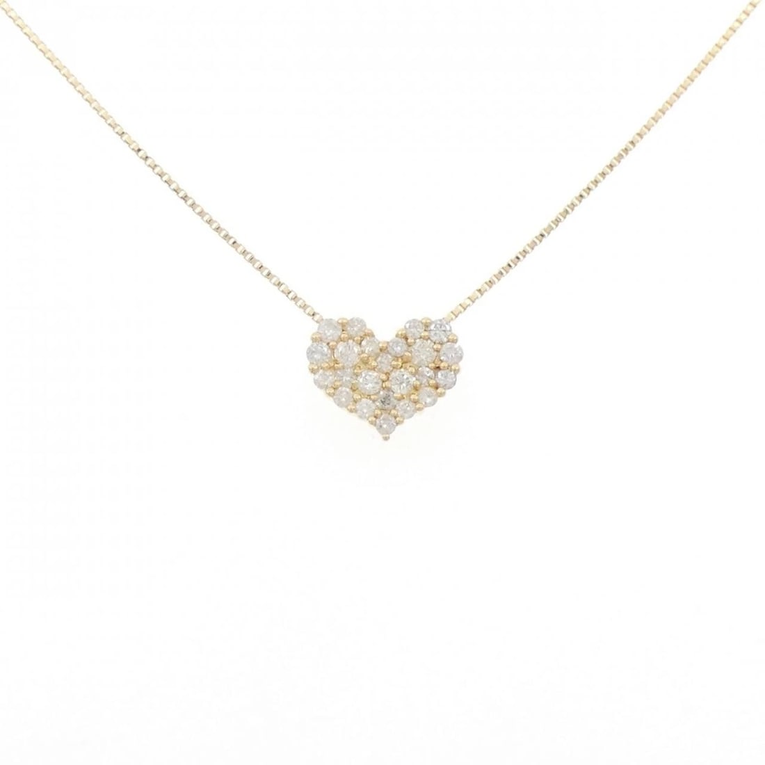 K18YG HEART PAVE DIAMOND NECKLACE: K18YG Heart Pave Diamond Necklace Brand: Unbranded Type: Necklace Material: K18 Yellow Gold, Main Stone/Creation Natural Color: yellow gold Size: 45cm ActualSize Pendant top H x W: