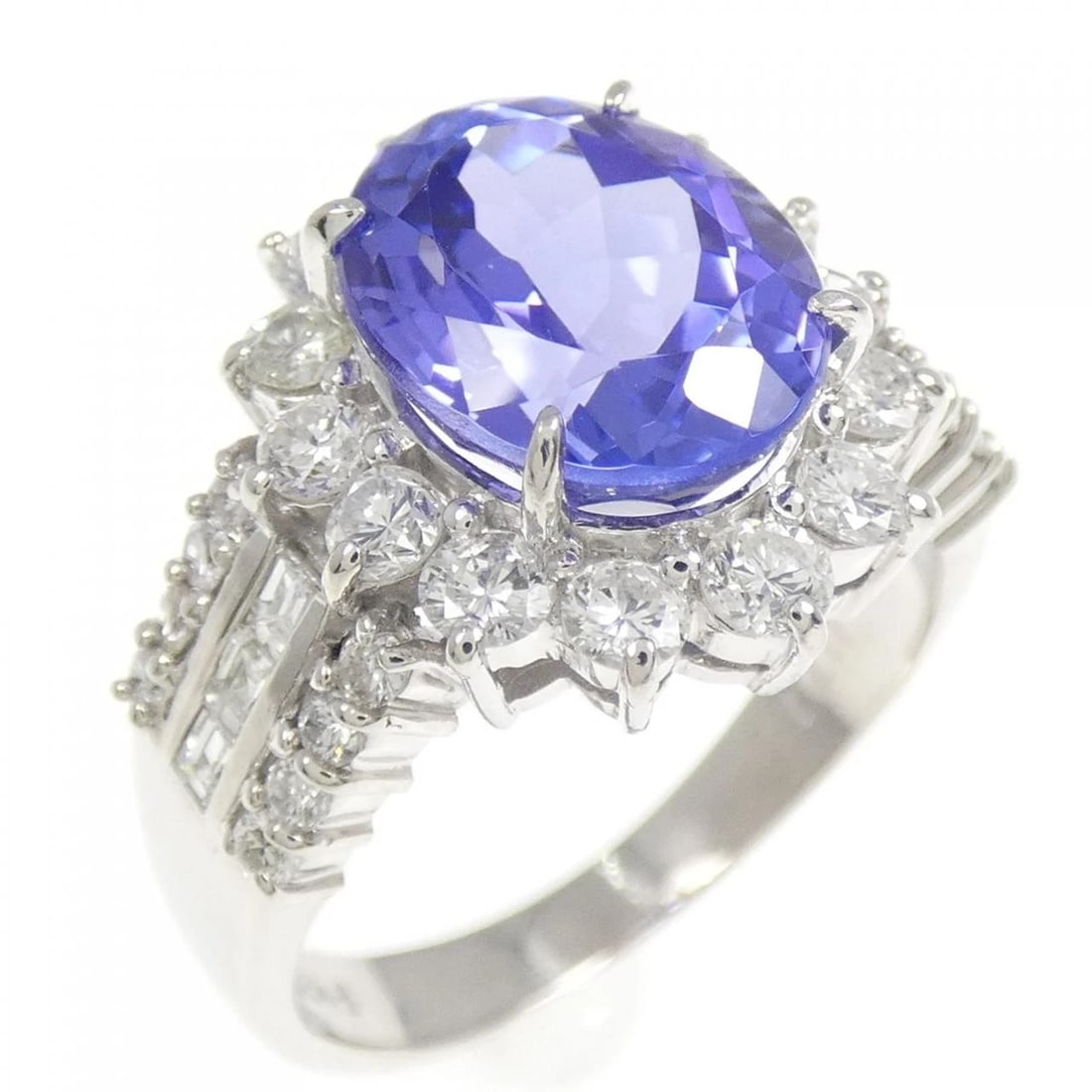 PT900 TANZANITE RING: PT900 Tanzanite Ring Brand: Unbranded Type: Ring Material: Platinum 900, Main Stone/Creation tanzanite Color: platinum Size: 6.5-7 (US size) Accessories: None Accessories Notice: When