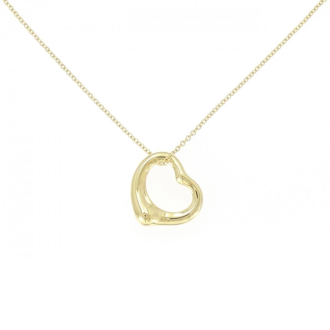 TIFFANY & CO. OPEN HEART NECKLACE: Tiffany & Co. Open Heart Necklace Brand: Tiffany Type: Necklace Material: 750 Yellow Gold, Color: Yellow Gold Size: 41cm,ActualSize Pendant top H x W: 15.8mmx15.0mm Chain Max. W: 1.1mm 