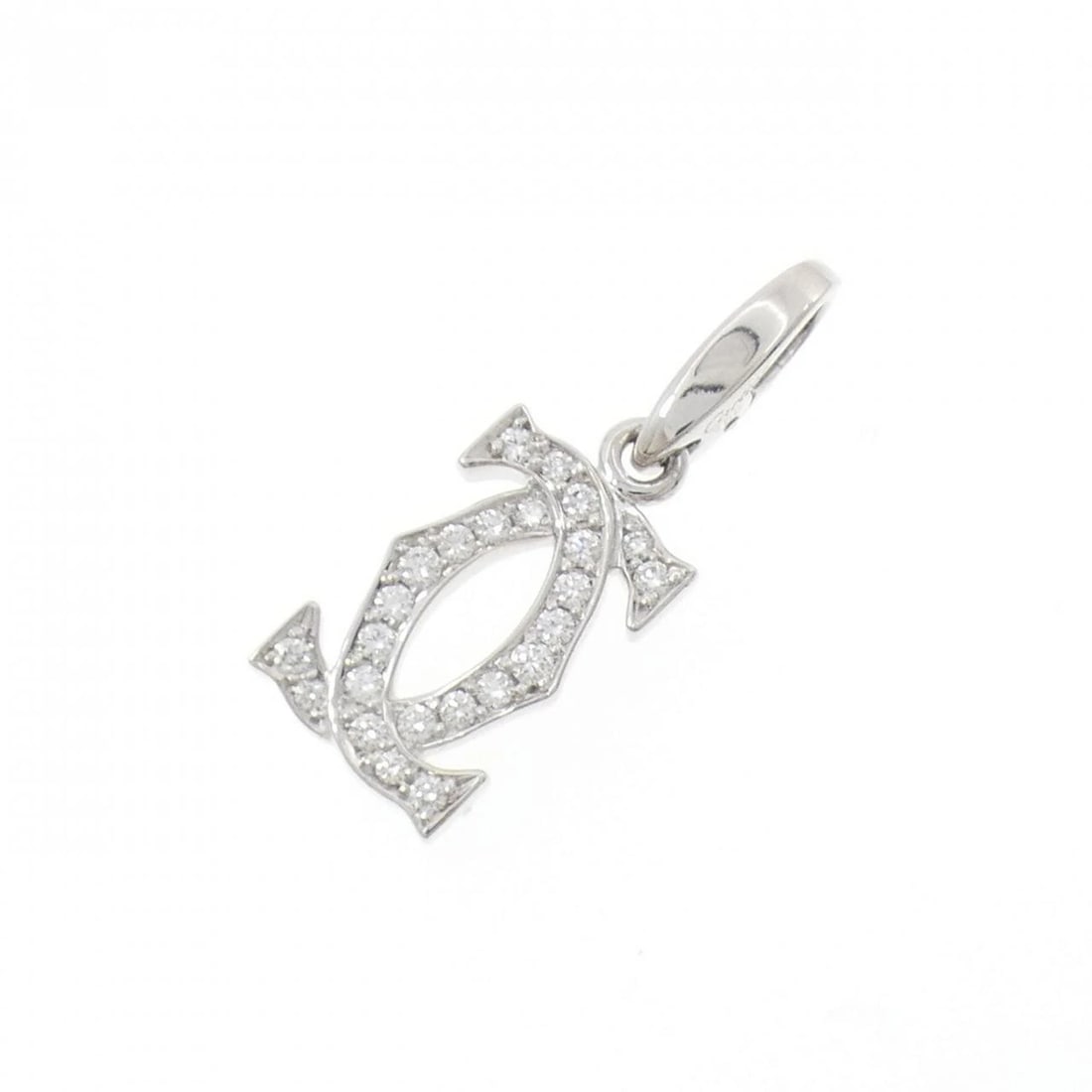 CARTIER 2C PENDANT: Cartier 2C Pendant Brand: Cartier Type: Pendant Brooch Material: 750 White Gold, Main Stone/Creation Natural Color: White Gold Size: ActualSize HxW: 25.0mmx9.0mm Accessories: None Accessories