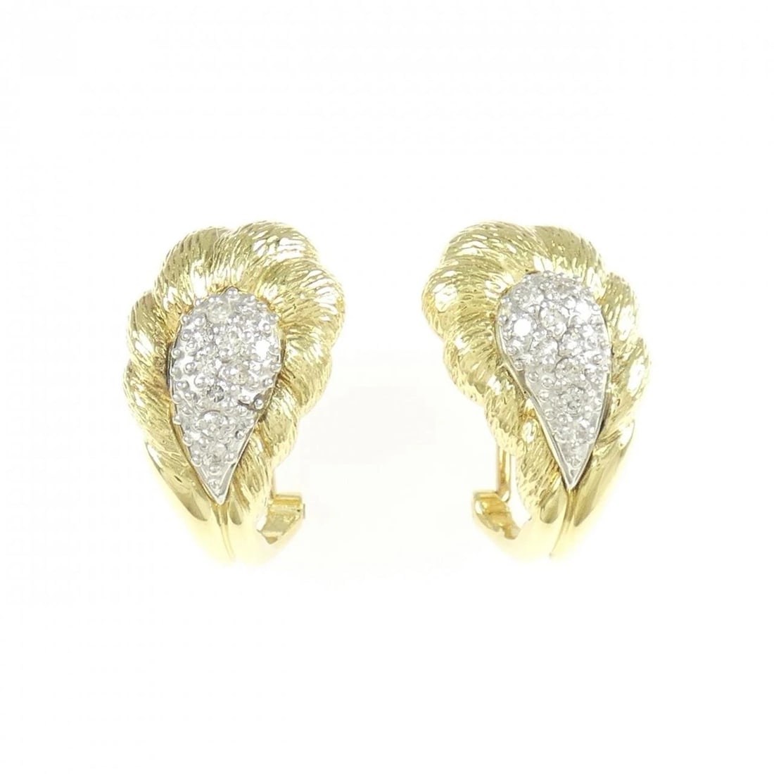 K18YG PT900 DIAMOND EARRINGS: K18YG PT900 Diamond Earrings Brand: Unbranded Type: Earrings Material: K18 Yellow Gold Platinum 900, Main Stone/Creation Natural Color: Yellow Gold Size: ActualSize HxW: 17.5mmx10.5mm 
