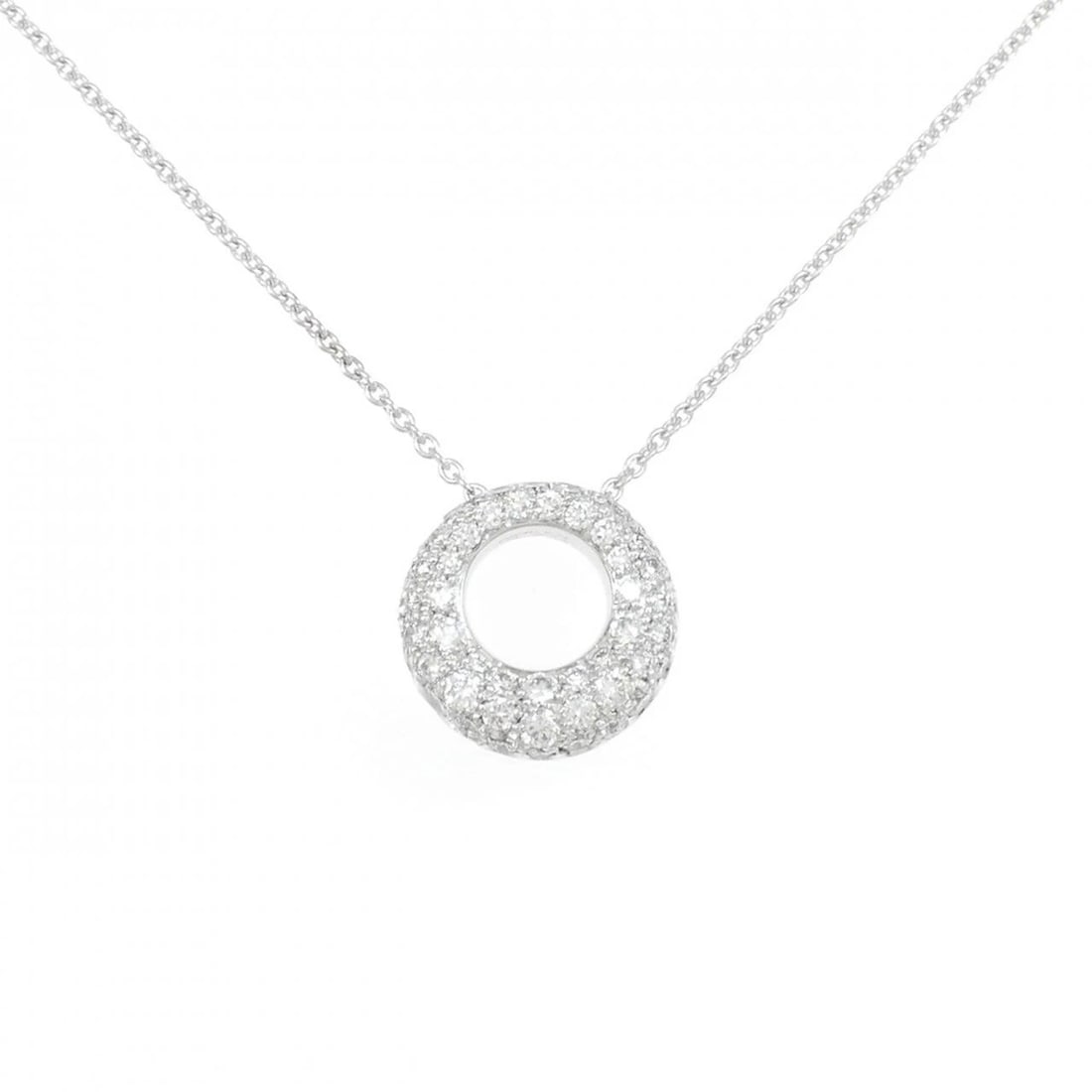 CHAUMET ANNAUD FULL PAVÉ NECKLACE: Chaumet Annaud Full Pavé Necklace Brand: Chaumet Type: Necklace Material: 750 white gold, Main Stone/Creation Natural Color: white gold Size: 38?41cm, Actual Size Pendant length approx. x