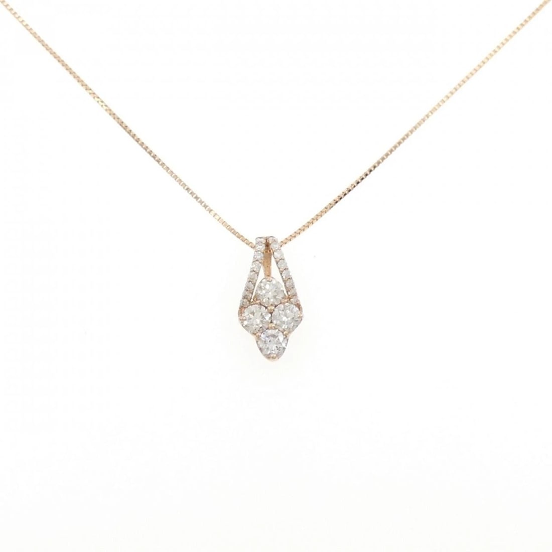 K18PG DIAMOND NECKLACE: K18PG Diamond Necklace Brand: Unbranded Type: Necklace Material: K18 Pink Gold, Main Stone/Creation Natural Color: pink gold Size: 45cmPendant top H x W: 15.8mmx8.2mm Chain Max. W: 0.8mm 