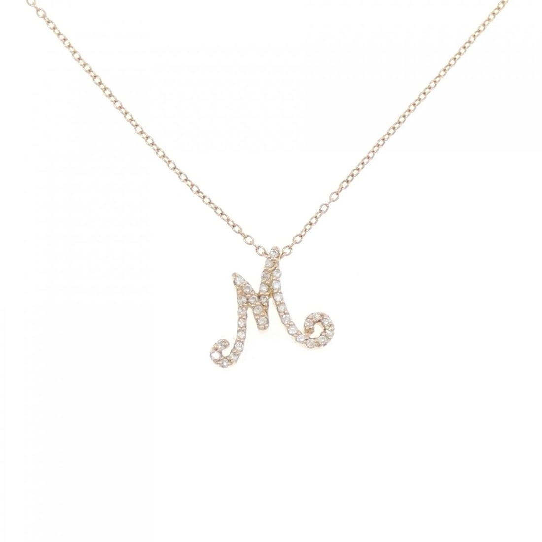 PONTE VECCHIO INITIAL DIAMOND NECKLACE: Ponte Vecchio Initial Diamond Necklace Brand: Ponte Vecchio Type: Necklace Material: K18 Pink Gold, Main Stone/Creation Natural Color: Pink Gold Size: 36 40cm,ActualSize Pendant top H x W: