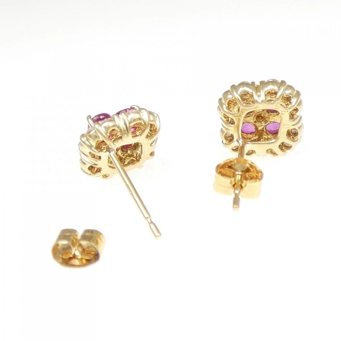 K18YG FLOWER RUBY EARRINGS - 3