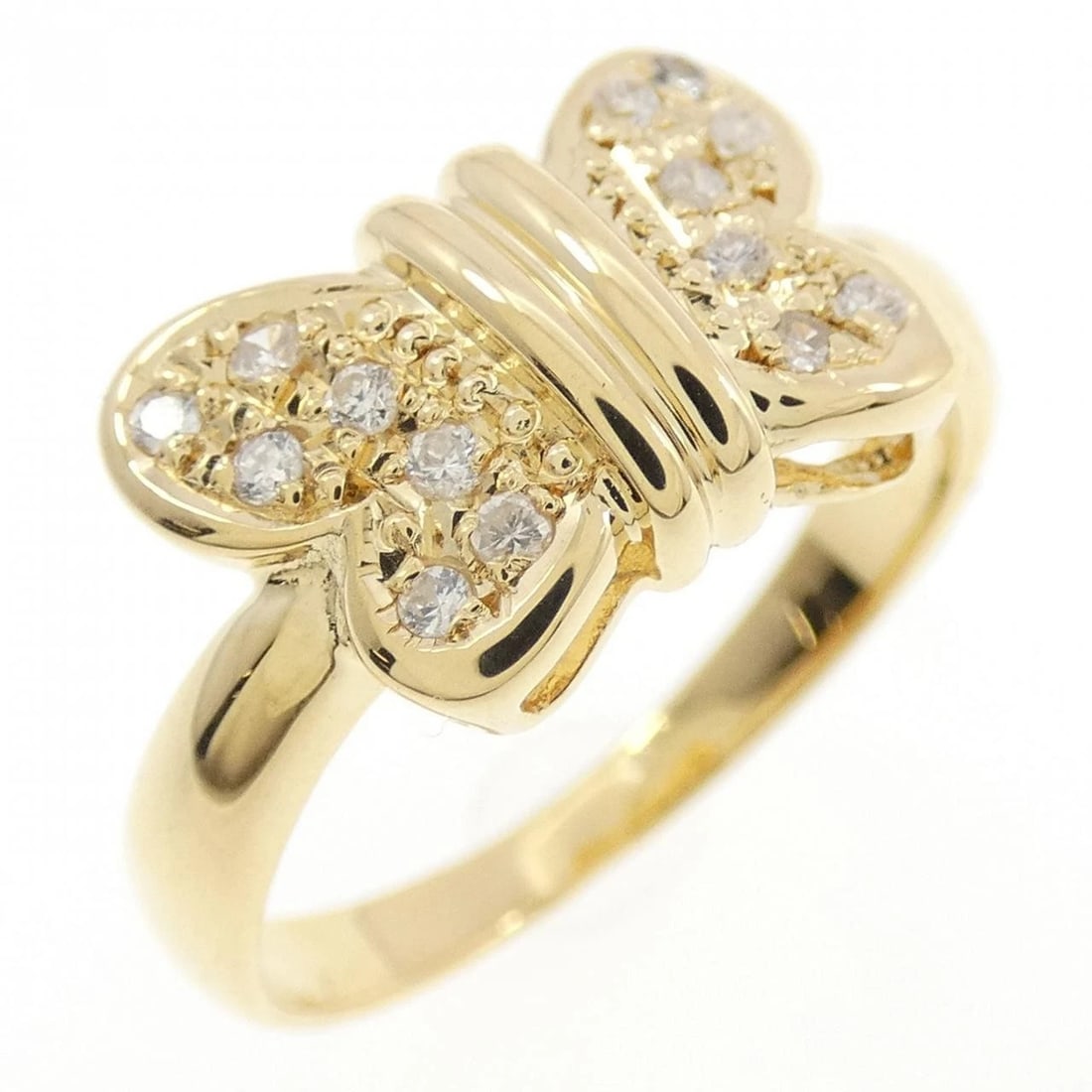 K18YG BUTTERFLY DIAMOND RING: K18YG Butterfly Diamond Ring Brand: Unbranded Type: Ring Material: K18 Yellow Gold, Main Stone/Creation Natural Color: yellow gold Size: 6US Accessories: None Accessories Notice: When purc