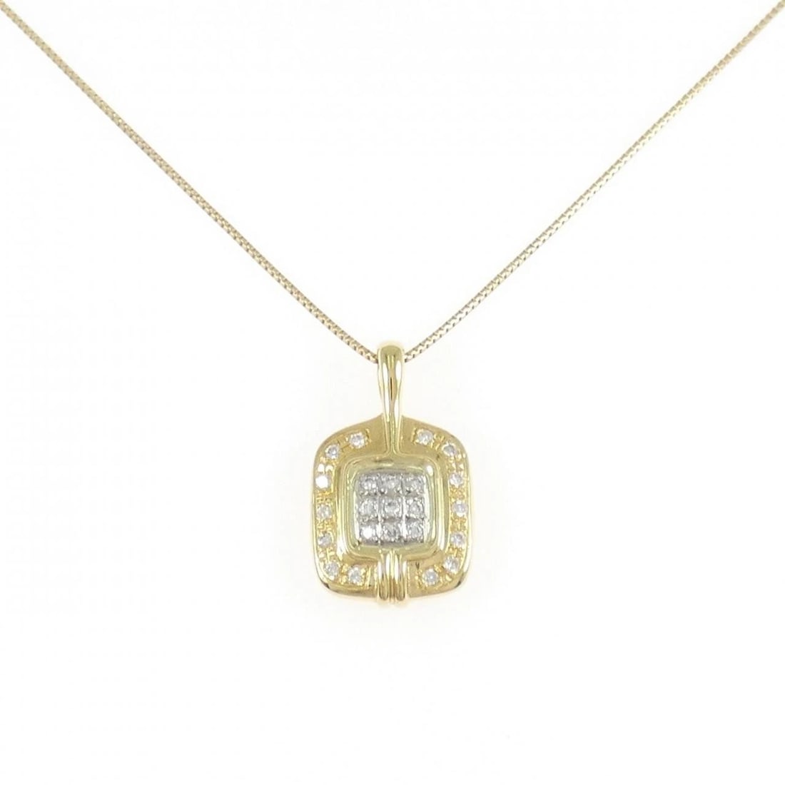 K18YG/PT850 DIAMOND NECKLACE: K18YG/PT850 Diamond Necklace Brand: Unbranded Type: Diamond Necklace Material: 850 Platinum, Main Stone/Creation Natural Color: platinum Size: 45cm Actual Size Pendant length approx. x width