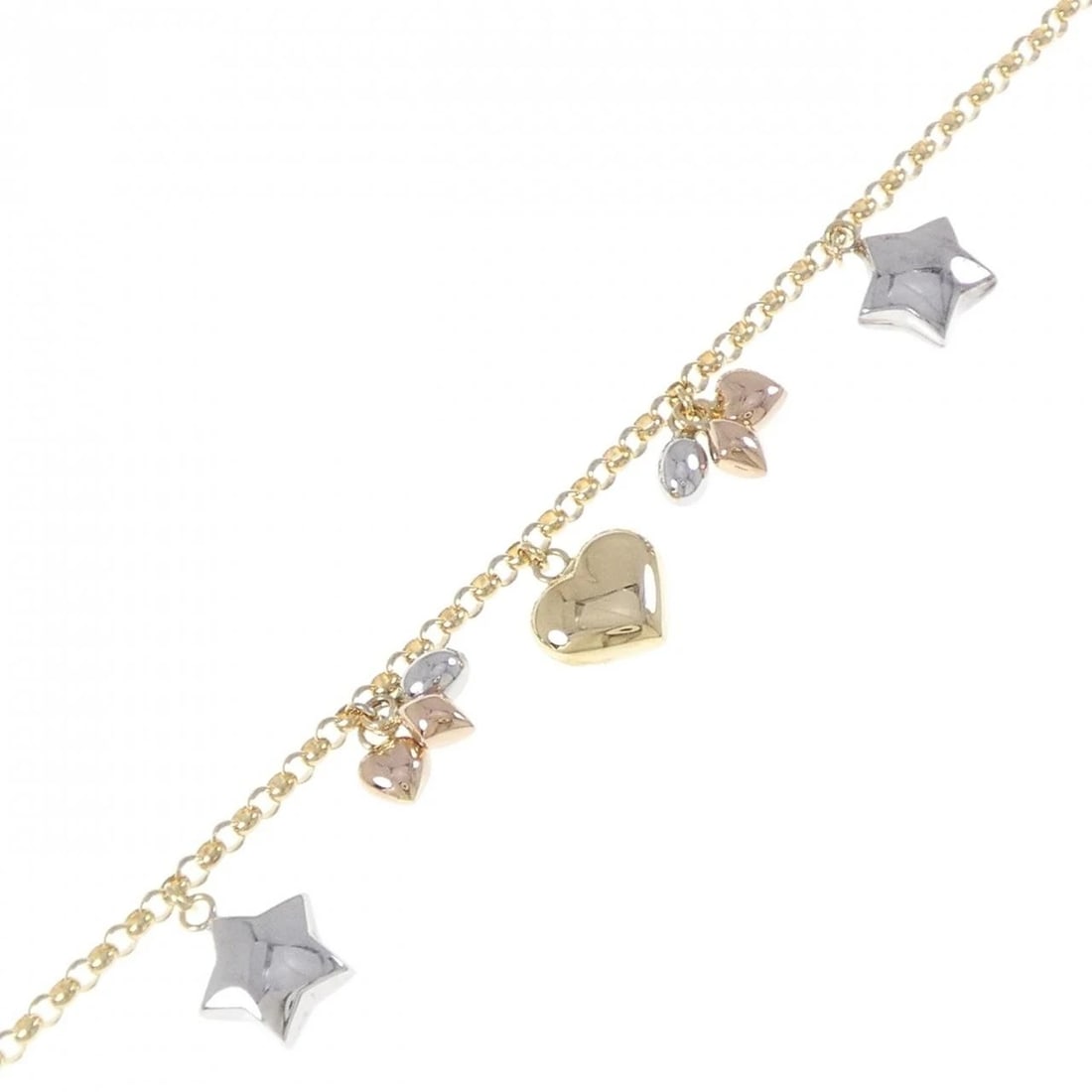 K18 THREE COLOR HEART X STAR BRACELET: K18 Three Color Heart x Star Bracelet Brand: Unbranded Type: Bracelet Material: K18 Yellow Gold K18 White Gold K18 Pink Gold, Main Stone/Creation Natural Color: yellow gold Size: 18cm