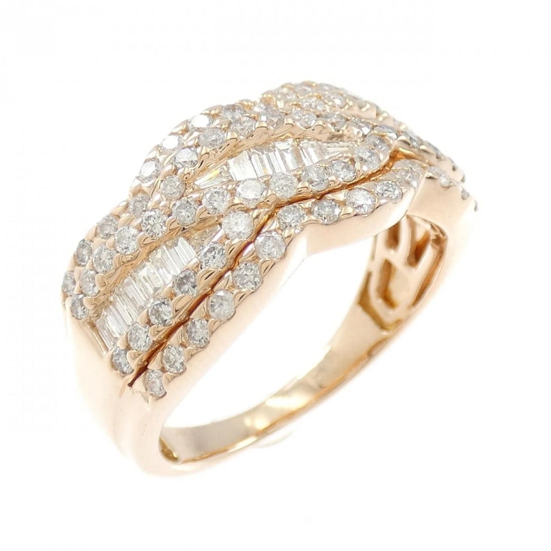 K18PG DIAMOND RING: K18PG Diamond Ring Brand: Unbranded Type: Ring Material: K18 Pink Gold, Main Stone/Creation Natural Color: Pink Gold Size: 6.5-7 (US size) Accessories: None Accessories Notice: When