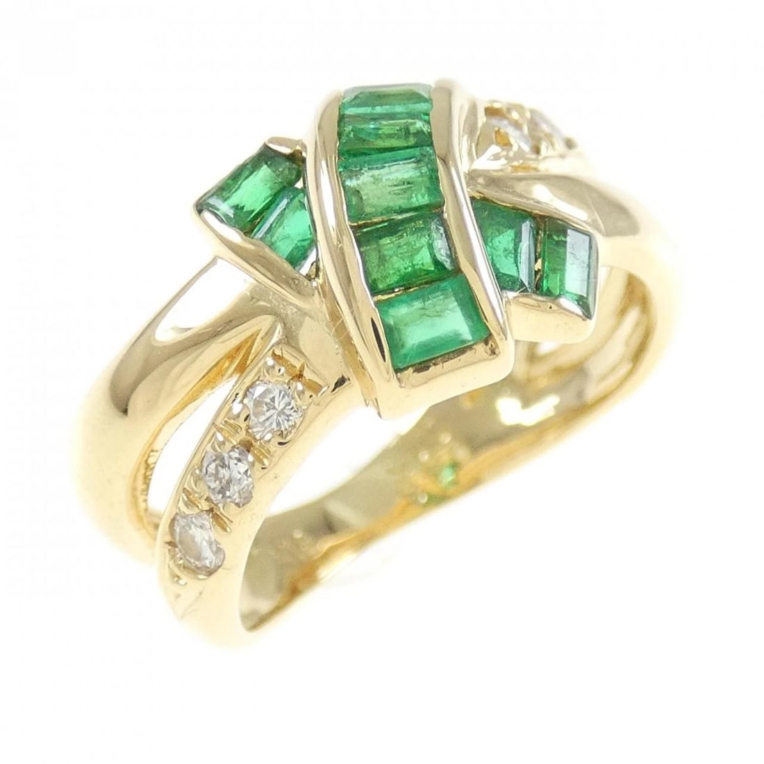 K18YG EMERALD RING: K18YG Emerald Ring Brand: Unbranded Type: Ring Material: K18 Yellow Gold, Main Stone/Creation Natural Color: yellow gold Size: 5US Accessories: None Accessories Notice: When purchasing