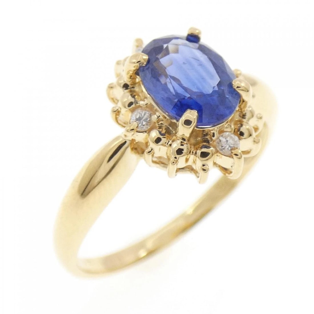 K18YG SAPPHIRE RING: K18YG Sapphire Ring Brand: Unbranded Type: Ring Material: K18 Yellow Gold, Main Stone/Creation sapphire Color: yellow gold Size: 6.5US Accessories: None Accessories Notice: When purchasing