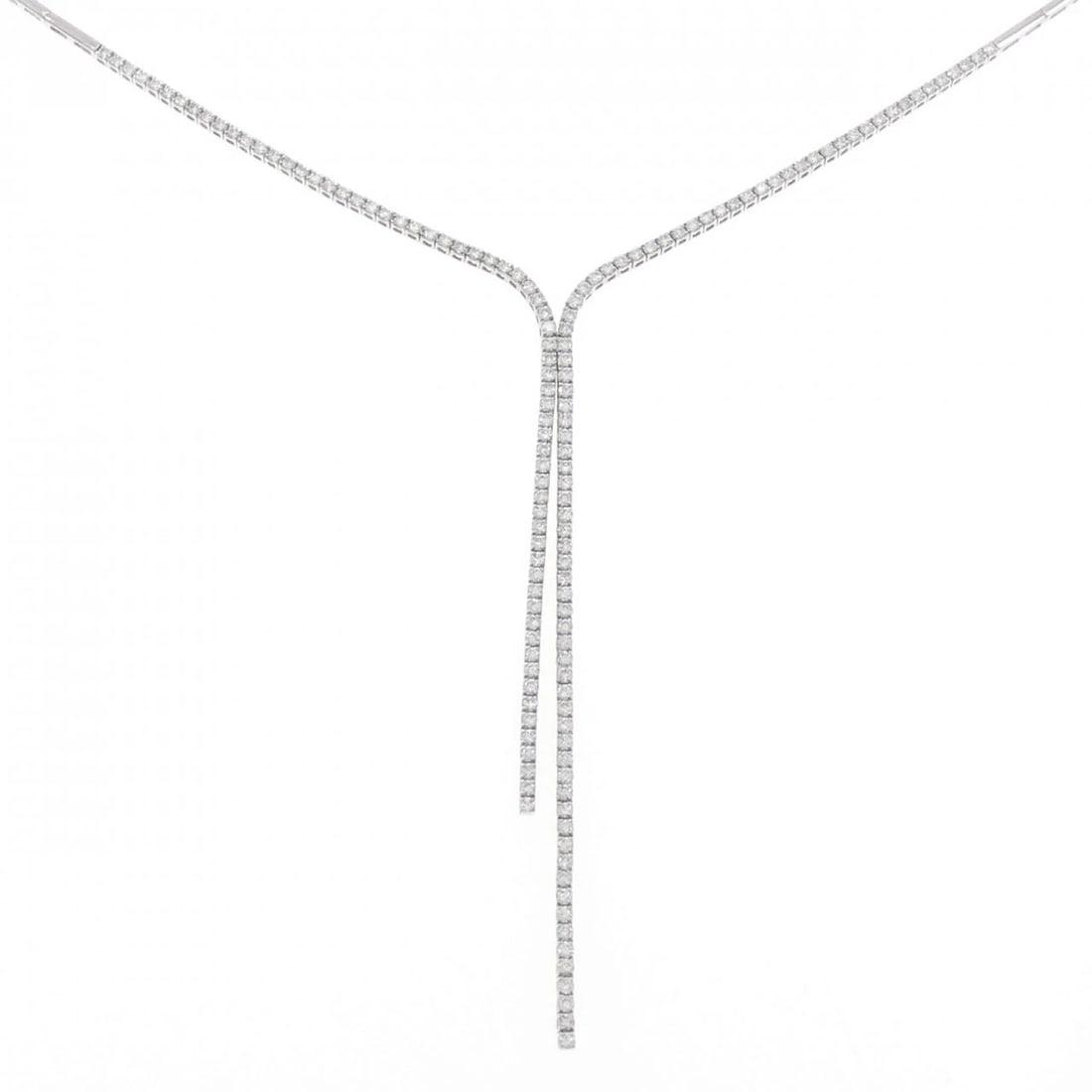 K18WG DIAMOND NECKLACE: K18WG Diamond Necklace Brand: Unbranded Type: Necklace Material: K18 White Gold, Main Stone/Creation Natural Color: white gold Size: 39cm ActualSizePendant top H x W: 81.2mmx3.5mm Chain Max.